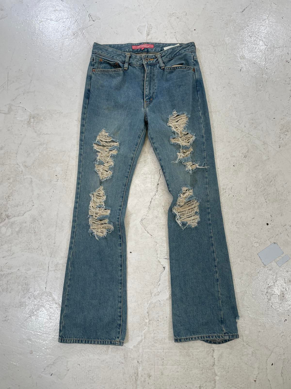 Junya Watanabe distressed bootcut jeans