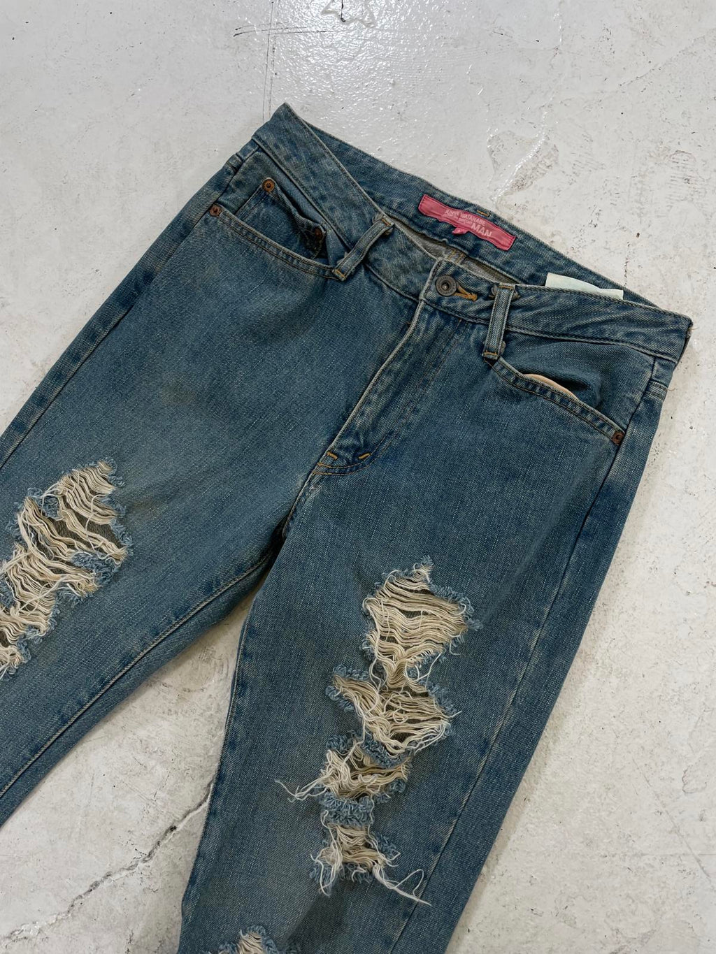 Junya Watanabe distressed bootcut jeans