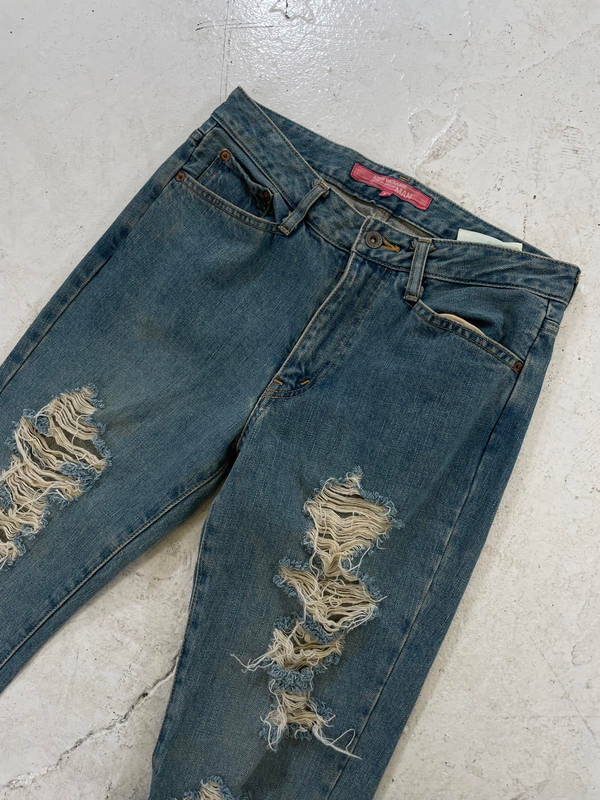 Junya Watanabe distressed bootcut jeans